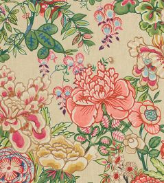 Peony Garden Fabric by Thibaut Beige Peony Garden Fabric by Thibaut Beige