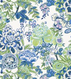 Peony Garden Wallpaper by Thibaut Blue and Green Peony Garden Wallpaper by Thibaut Blue and Green