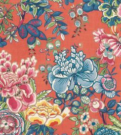 Peony Garden Fabric by Thibaut Coral Peony Garden Fabric by Thibaut Coral