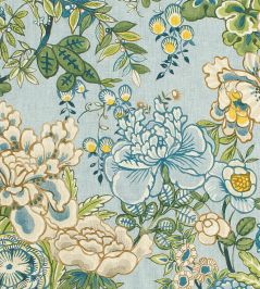 Peony Garden Fabric by Thibaut Spa Blue Peony Garden Fabric by Thibaut Spa Blue