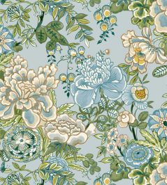Peony Garden Wallpaper by Thibaut Spa Blue Peony Garden Wallpaper by Thibaut Spa Blue