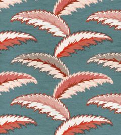 Persian Palm Linen Fabric by Ottoline Soft Teal Persian Palm Linen Fabric by Ottoline Soft Teal