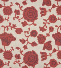 Persian Poppy Fabric by Volga Linen Red Persian Poppy Fabric by Volga Linen Red