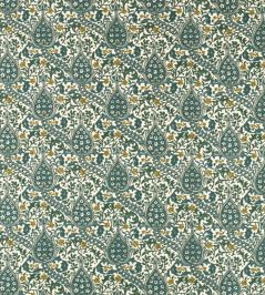Persian Tulip Embroidery Fabric by Morris & Co Evergreen Persian Tulip Embroidery Fabric by Morris & Co Evergreen