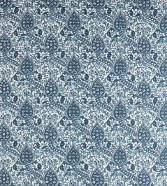 Persian Tulip Embroidery Fabric by Morris & Co Indigo Persian Tulip Embroidery Fabric by Morris & Co Indigo