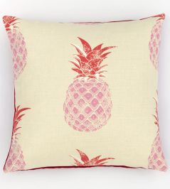 Pineapple Cushion 45 x 45cm by Barneby Gates Pink/Red On Cream Pineapple Cushion 45 x 45cm by Barneby Gates Pink/Red On Cream