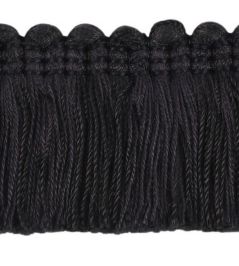 Plain Mat Moss Fringe 45mm Trimming by Houles Black Plain Mat Moss Fringe 45mm Trimming by Houles Black
