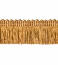 Plain Mat Moss Fringe 45mm Trimming by Houles Mustard Plain Mat Moss Fringe 45mm Trimming by Houles Mustard
