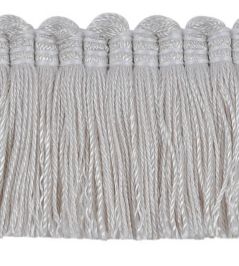 Plain Mat Moss Fringe 45mm Trimming by Houles Off White Plain Mat Moss Fringe 45mm Trimming by Houles Off White