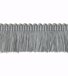 Plain Mat Moss Fringe 45mm Trimming by Houles Silver Plain Mat Moss Fringe 45mm Trimming by Houles Silver