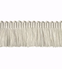 Plain Mat Moss Fringe 45mm Trimming by Houles White Plain Mat Moss Fringe 45mm Trimming by Houles White