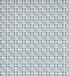 Plaza Fabric by Thibaut Blue on Natural Plaza Fabric by Thibaut Blue on Natural