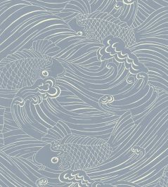 Plenty More Fish Wallpaper by Langelid Von Bromssen Washed Denim Plenty More Fish Wallpaper by Langelid Von Bromssen Washed Denim