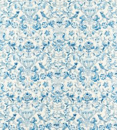 Pompadour Print Fabric by Zoffany Indigo Pompadour Print Fabric by Zoffany Indigo