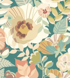 Poppies & Pansies Wallpaper by Ohpopsi Emerald Glow Poppies & Pansies Wallpaper by Ohpopsi Emerald Glow