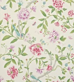 Porcelain Garden Wallpaper by Sanderson Magenta/Leaf Green Porcelain Garden Wallpaper by Sanderson Magenta/Leaf Green