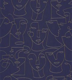 Portrait Wallpaper by Casadeco Bleu / Beige Portrait Wallpaper by Casadeco Bleu / Beige