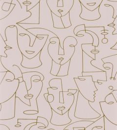 Portrait Wallpaper by Casadeco Camel / Rose Portrait Wallpaper by Casadeco Camel / Rose