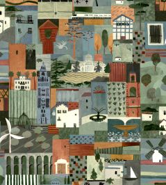 Postal Wallpaper by Tres Tintas Blue Postal Wallpaper by Tres Tintas Blue