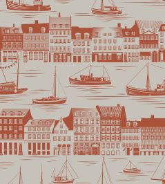 Postcard to Inger Wallpaper by Mini Moderns Harvest Orange Postcard to Inger Wallpaper by Mini Moderns Harvest Orange