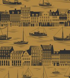 Postcard to Inger Wallpaper by Mini Moderns Orchard Ochre Postcard to Inger Wallpaper by Mini Moderns Orchard Ochre