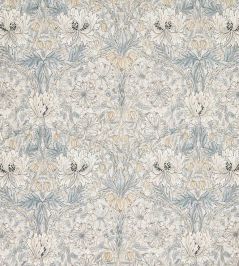 Pure Honeysuckle & Tulip Sheer Wide Width Fabric by Morris & Co Soft Blue/Linen Pure Honeysuckle & Tulip Sheer Wide Width Fabric by Morris & Co Soft Blue/Linen