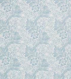 Pure Marigold Sheer Wide Width Fabric by Morris & Co Soft Blue Pure Marigold Sheer Wide Width Fabric by Morris & Co Soft Blue