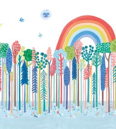 Rainbow Forest Mural by Villa Nova Blue Rainbow Forest Mural by Villa Nova Blue