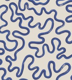 Rainforest Squiggle Mural by Cole & Son Navy & Cerulean on Stone Rainforest Squiggle Mural by Cole & Son Navy & Cerulean on Stone