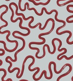Rainforest Squiggle Mural by Cole & Son Rouge & Burgundy on Soft Blue Rainforest Squiggle Mural by Cole & Son Rouge & Burgundy on Soft Blue