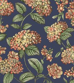 Ramo di Ortensia Wallpaper by Cole & Son Coral on Dark Blue Ramo di Ortensia Wallpaper by Cole & Son Coral on Dark Blue