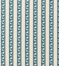 Red Car Stripe Fabric by Morris & Co Indigo/Linen Red Car Stripe Fabric by Morris & Co Indigo/Linen