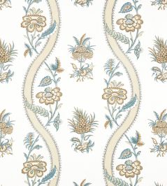Ribbon Floral Fabric by Thibaut Beige and Spa Blue Ribbon Floral Fabric by Thibaut Beige and Spa Blue