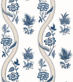Ribbon Floral Wallpaper by Thibaut Blue and White Ribbon Floral Wallpaper by Thibaut Blue and White
