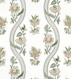 Ribbon Floral Fabric by Thibaut Green Ribbon Floral Fabric by Thibaut Green
