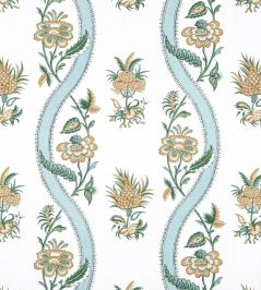 Ribbon Floral Fabric by Thibaut Seaglass and Gold Ribbon Floral Fabric by Thibaut Seaglass and Gold