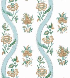 Ribbon Floral Wallpaper by Thibaut Seaglass and Gold Ribbon Floral Wallpaper by Thibaut Seaglass and Gold