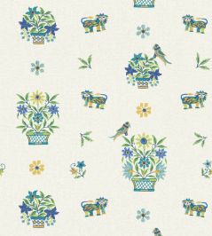 Roar Stitch Wallpaper by GP & J Baker Blue/Green Roar Stitch Wallpaper by GP & J Baker Blue/Green