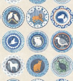 Robina's Dinner Party Wallpaper by GP & J Baker Blue Robina's Dinner Party Wallpaper by GP & J Baker Blue