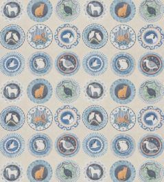 Robina's Dinner Party Fabric by GP & J Baker Blue Robina's Dinner Party Fabric by GP & J Baker Blue
