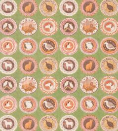 Robina's Dinner Party Fabric by GP & J Baker Green Robina's Dinner Party Fabric by GP & J Baker Green