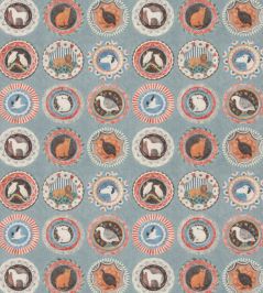 Robina's Dinner Party Fabric by GP & J Baker Teal Robina's Dinner Party Fabric by GP & J Baker Teal