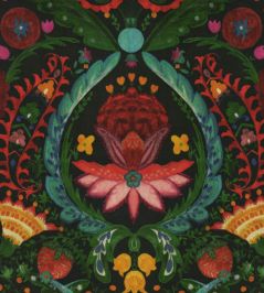 Rosa Mundi Fabric by MINDTHEGAP Anthracite Rosa Mundi Fabric by MINDTHEGAP Anthracite