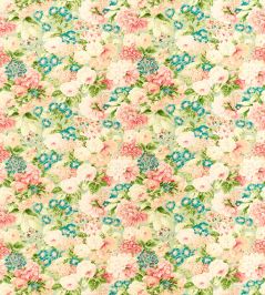 Rose & Peony Fabric by Sanderson Sage/Coral Rose & Peony Fabric by Sanderson Sage/Coral