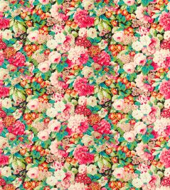 Rose & Peony Velvet Fabric by Sanderson Cersie/Veridian Rose & Peony Velvet Fabric by Sanderson Cersie/Veridian