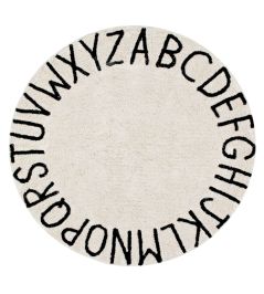 Round ABC Rug by Lorena Canals Natural-Black Round ABC Rug by Lorena Canals Natural-Black