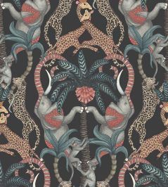 Safari Totem Wallpaper by Cole & Son Ruby & Print Room Blue on Charcoal Safari Totem Wallpaper by Cole & Son Ruby & Print Room Blue on Charcoal