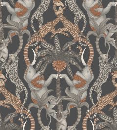 Safari Totem Wallpaper by Cole & Son Ginger & Taupe on Charcoal Safari Totem Wallpaper by Cole & Son Ginger & Taupe on Charcoal