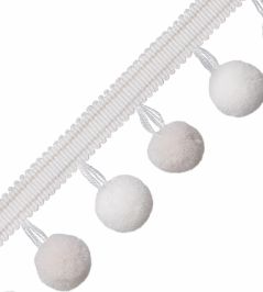 Cirque Pom Pom Fringe Trimming by Samuel & Sons Chalk Cirque Pom Pom Fringe Trimming by Samuel & Sons Chalk