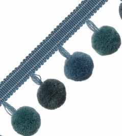 Cirque Pom Pom Fringe Trimming by Samuel & Sons Peacock Cirque Pom Pom Fringe Trimming by Samuel & Sons Peacock